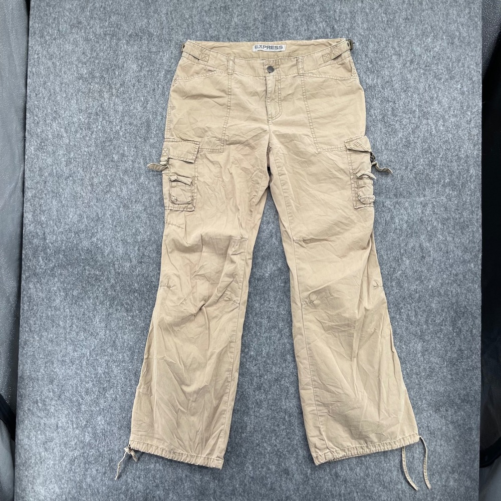 Express Cargo Pants Womens 10 Khaki Utility Drawstring Vintage Y2K